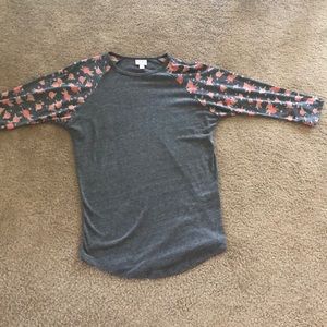 Gray heather LuLaRoe Randy with floral sleeves